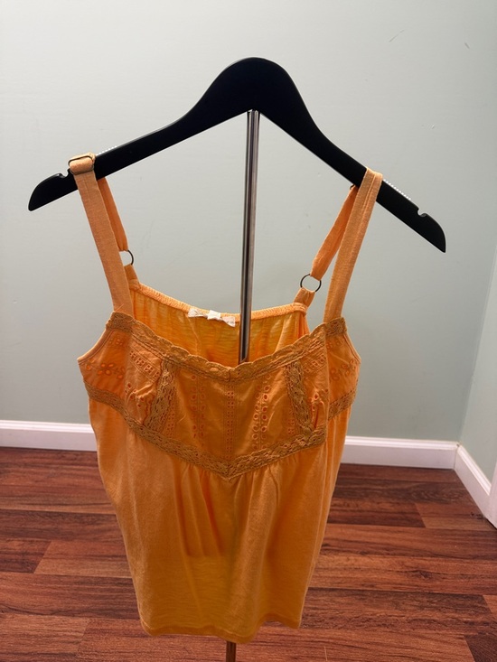 Rewind Tops - Rewind Orange Eyelet Lace Tank Top